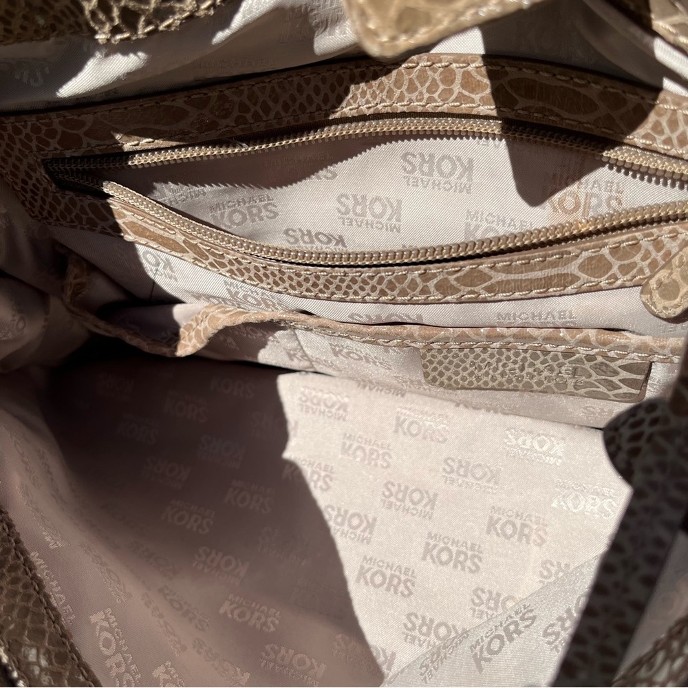 Michael Kors Tan Python Leather Double Handle Bag… - image 4